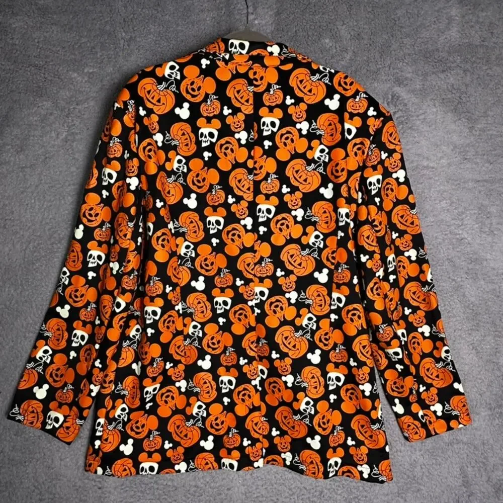 Disney NWOT Men's L/XL Halloween Glow in the Dark Blazer Pumpkin Design Bow Tie
